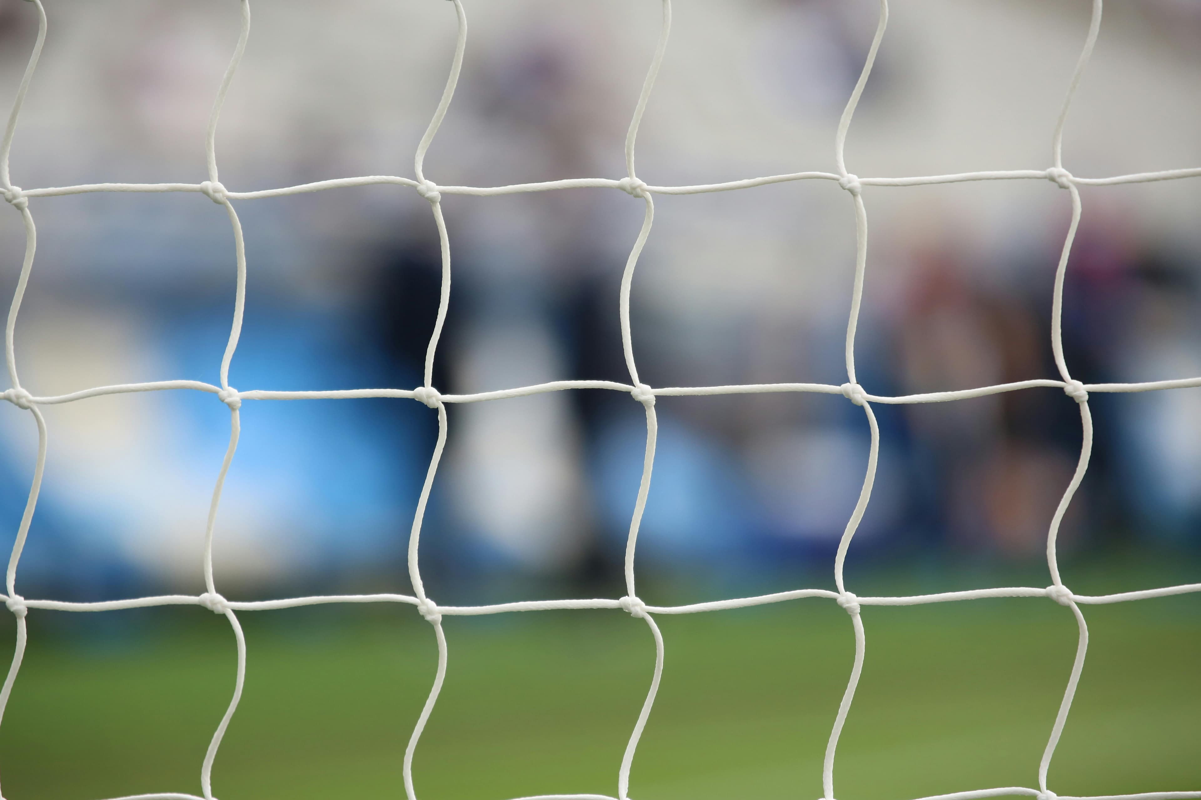 Close-up of a football goal net